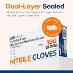 Supmedic Medical Nitrile Exam Gloves, Latex-Free, Powder-Free, Food Safe, Cooking Food Prep, Disposable Gloves, Blue, 100 Pcs (Large)