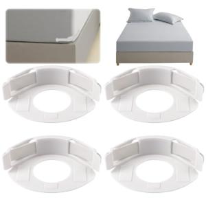 Antetek Lock Sheet Holders – Fitted Sheet Clips & Corner Locks to Keep Sheets in Place, Bed Accessories for King/Queen Beds – Sheet Organizer & Duvet Clips (White)