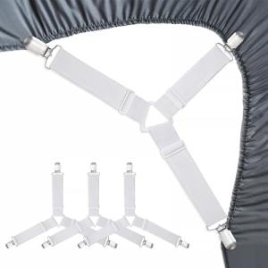 RayTour Bed Sheet Holder Straps Fitted Sheet Keepers Bedsheet Holders Fasteners - Elastic Adjustable Bedsheet Holders for a Wrinkle Bed Sheet