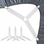 RayTour Bed Sheet Holder Straps Fitted Sheet Keepers Bedsheet Holders Fasteners - Elastic Adjustable Bedsheet Holders for a Wrinkle Bed Sheet
