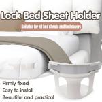 4 Pack Lock Sheet Holders, Bed Sheet Holder, Secure Bed Sheets Firmly in Place, Heavy Duty Panel Holder, Easy One-Time Installation (White)