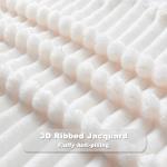 NEWCOSPLAY Super Soft Throw Blanket Ivory Premium Silky Flannel Fleece 3D Ribbed Jacquard Lightweight Bed Blanket All Season Use (Ivory Ribbed, Throw(50"x60"))
