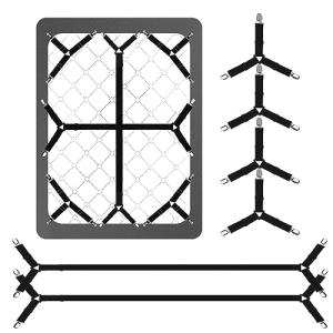 Luyena Bed Sheet Straps,6 PCS Secure and Fitted Sheet Straps for Full Size Bed,Adjustable Sheet Clips Elastic Fasteners Holders for Corners,Enhance Your Sleeping Experience(Black)