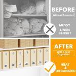 SpaceAid 8 Pack Bed Sheet Organizers and Storage, Foldable Sheet Organizer for Linen Closet, Sheets Set Folder Keeper with Window XL (Queen & King Size) Bedding Container (Beige, 8 Pack)