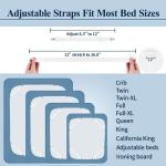Bed Sheet Straps, Sopito Adjustable Elastic Fitted Sheet Corner Holders Straps to Stay in Place, Non-Slip Fasteners Clips Compatible for Crib to King Size Bed, White 4Pcs
