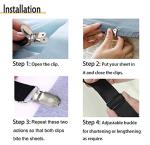 QoeCycth Adjustable Bed Sheet Straps Clips, Elastic Mattress Sheet Fasteners Holder and Suspenders, Grippers to Hold Sheet, Mattress, Sofa, Couch, Table Cloth, Ironing Board Cover, 8Pcs, Black