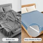 Bed Sheet Straps, Sopito Adjustable Elastic Fitted Sheet Corner Holders Straps to Stay in Place, Non-Slip Fasteners Clips Compatible for Crib to King Size Bed, White 4Pcs