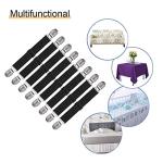 QoeCycth Adjustable Bed Sheet Straps Clips, Elastic Mattress Sheet Fasteners Holder and Suspenders, Grippers to Hold Sheet, Mattress, Sofa, Couch, Table Cloth, Ironing Board Cover, 8Pcs, Black