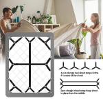 Luyena Bed Sheet Straps,6 PCS Secure and Fitted Sheet Straps for Full Size Bed,Adjustable Sheet Clips Elastic Fasteners Holders for Corners,Enhance Your Sleeping Experience(Black)