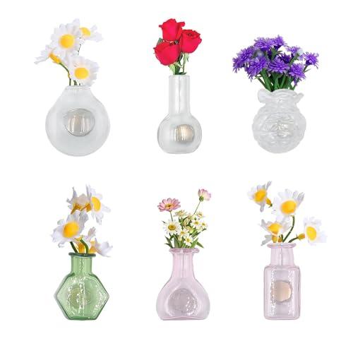 6pcs Mini Vase Magnets for Fridge,Cute Magnetic Plant Pot Vases Tiny for Refrigerator,Funny 3D Creative Accessories,Small Decoration for Kitchen Office. (6)
