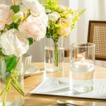 DYMFADFB 12pcs Glass Cylinder Vases for Centerpieces - 6 Inch Tall Flower Vase for Wedding Decorations, Clear Glass Flower Vases Floating Candle Holder for Table Centerpiece Wedding Home Décor