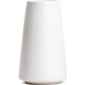 Bright White Vase - 6“ White Ceramic Flower vase, Boho Vases for Pampas Grass, Minimalist Modern vases for Home Decor, Table Shelf Living Room Farmhouse Decor