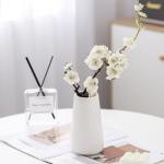 Bright White Vase - 6“ White Ceramic Flower vase, Boho Vases for Pampas Grass, Minimalist Modern vases for Home Decor, Table Shelf Living Room Farmhouse Decor