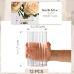 ComSaf Glass Cylinder Vases Pack of 12, Clear Ribbed Bud Vases for Centerpieces Weeding Decoration, 6 inch Tall Clear Flower Vases in Bulk, Hurricane Candle Holder for Party Home Decor