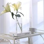 ComSaf Glass Cylinder Vases, Bud Vase for Centerpieces, 8 Inch Tall Ribbed Vase Hurricane Floating Candle Holder, Decorative Flower Vases for Wedding Reception, Home Decor, Housewarming Gift (Clear)