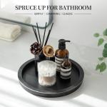 Hanobe Black Round Decorative Coffee Tray Wooden Trays for Coffee Table Centerpieces Dining Room Circle Wood Ottoman Serving Tray for Bathroom Kitchen Counter Candle Holder