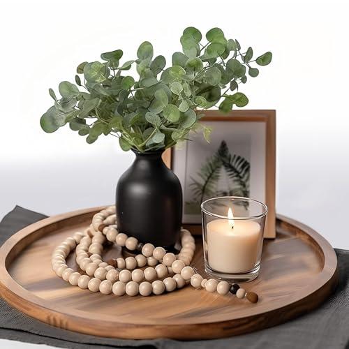 11.5 Inch Wood Round Decorative Tray for Home Decor, Coffee Table, Dining Table, Kitchen Island, Bathroom Counter