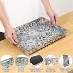 AGIOTA 2 Pcs Serving Tray with Handles Bohemian Decorative Tray Large Ottoman Trays for Living Room Blue Coffee Table Trays for Breakfast