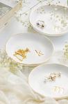 COLLECTIVE HOME - Ceramic Jewelry Tray, Decorative Trinket Dish for Rings Earrings Necklaces Bracelet Watch Keys, Birthday Mother's Day for Women, 4.75", White Surface (C)