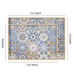 AGIOTA 2 Pcs Serving Tray with Handles Bohemian Decorative Tray Large Ottoman Trays for Living Room Blue Coffee Table Trays for Breakfast