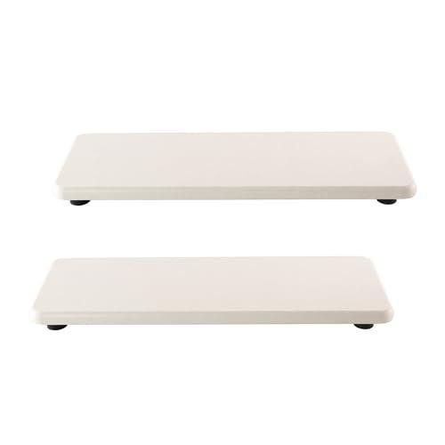 NiuYichee 2 Pcs Water Absorbing Stone Trays, Kitchen/Bathroom Sink Soap Dish, Diatomite Tray Used for Hand Soap & Cosmetic Bottles in The Modern Home, 3.15" W x 8.7" L, White