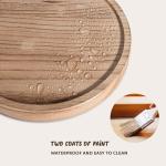 Round Decorative Tray Wood Bathroom Counter Organizer Farmhouse Kitchen Decor Wooden Riser for Soap Dish, Perfume, Candle, Sponge, 10" - Brown