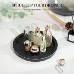 Hanobe Black Round Decorative Coffee Tray Wooden Trays for Coffee Table Centerpieces Dining Room Circle Wood Ottoman Serving Tray for Bathroom Kitchen Counter Candle Holder