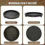 KULEDM Wooden Tray Decor, Small Beaded Coffee Table Tray Decor, Black Round Decorative Tray for Coffee Table, Dining Room Table Entryway and Living Room Table