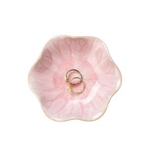Lotus Leaf Shape Decorative Ring Tray, Small Key Bowl, Ceramic Trinket Tray Jewelry Dish Organizing Necklace Earrings, Home Decoration for Mom Best Friend Sister, Pink.