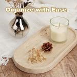 Koville Italian Natural Travertine Vanity Decorative Marble Tray, 12"x6" Light Beige Travertine Wabi Sabi Style Catchall Tray for Perfume, Candles, Jewelry