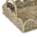 Household Essentials Handwoven Tray with Scalloped Edge and Handles, Natural