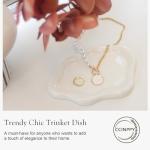 CCINPPY Ceramic Jewelry Tray Trinket Dish, Decorative Cloud Vanity Key Tray for Women, Ring Holder Dish, Cute Jewelry Plate Bowl Room Decor Aesthetic, White, Medium