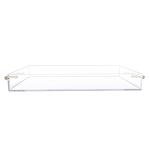 12"x16" Clear Acrylic Serving Tray with Golden Handles, Sturdy Huge Capacity Acrylic Tray for Coffee, Juice, Kitchen and Desk Organizer, Storage Tray (12"x16")