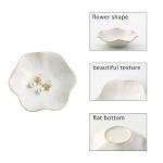 Jewelry Dish Tray, Ring Dish, Ceramic Trinket Tray, Key Bowl, Decorative Plate, for Friends Sisters Daughter Mother (Milky White)