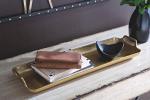 Signature Design by Ashley Posy Decorative Metal Serving Tray, Gold Finish