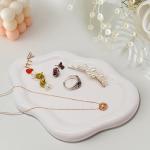 Ceramic Jewelry Dish for Women, Jewelry Tray Trinket Dish, Irregular Cloud Shape Ceramic Plate, Watch Keys Tray Ring Dish Holder for Mother's Day/Christmas/Thanksgiving/Birthday Gift(White)