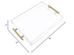 12"x16" Clear Acrylic Serving Tray with Golden Handles, Sturdy Huge Capacity Acrylic Tray for Coffee, Juice, Kitchen and Desk Organizer, Storage Tray (12"x16")