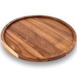 11.5 Inches Candle Holder Tray Home Decor, Round Wood Tray for Coffee Table, Small Wooden Serving Decorative Trays for Home