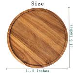 11.5 Inches Candle Holder Tray Home Decor, Round Wood Tray for Coffee Table, Small Wooden Serving Decorative Trays for Home