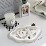 Ceramic Jewelry Dish for Women, Jewelry Tray Trinket Dish, Irregular Cloud Shape Ceramic Plate, Watch Keys Tray Ring Dish Holder for Mother's Day/Christmas/Thanksgiving/Birthday Gift(White)