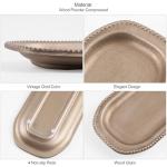Wooden Decorative Tray, 13.9×5.9" Oval Distressed Boho Coffee Table Tray Decor, Kitchen Dining Table Trays Farmhouse Home Decor, Wood Beaded Rustic Trays for Living Room, Bathroom (Golden Brown)