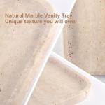Marble Vanity Tray for Dresser Organizer, Travertine Bathroom Tray Countertop, Decorative Serving Trays, Kitchen Sink Storage, Jewelry & Perfume Holder(Travertino Romano)