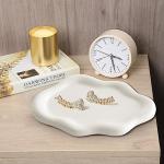 Ceramic Jewelry Dish for Women, Jewelry Tray Trinket Dish, Irregular Cloud Shape Ceramic Plate, Watch Keys Tray Ring Dish Holder for Mother's Day/Christmas/Thanksgiving/Birthday Gift(White)