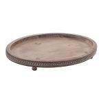 FESTWIND Decorative Oval Wooden Tray for Coffee Table Decor, Kitchen Dining, Entryway - Small Beaded Holiday Tray, Distressed Brown