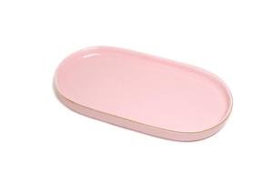 HANKOR Ceramic Jewelry Dish, 7x4 Decorative Catch All Tray Bowl for Trinket Key Ring, Small Bathroom Counter, Perfume Vanity, Soap Dish for Kitchen Sink (Pink)