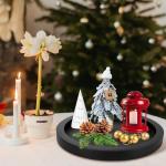 Round Decorative Tray for Coffee Dining Table Countertop Small Wooden Serving Trays Farmhouse Kitchen Home Living Room Decor and Bathroom Accessories Tray Black Rustic Wood Candle Centerpiece Trays