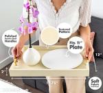 Modern Elegant 18”x12” Rectangle Cream Rectangle Shagreen Faux Leather Decorative Tray Ottoman Tray Coffee Table Perfume Living Room Kitchen Serving Tray with Gold Polished Metal Handles.