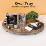 FESTWIND Decorative Oval Wooden Tray for Coffee Table Decor, Kitchen Dining, Entryway - Small Beaded Holiday Tray, Distressed Brown