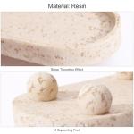 DN DECONATION Resin Decorative Tray with Legs, 4 Footed Coffee Table Trays Decor, Travertine Look Vanity Tray for Perfume Jewelry Bathroom Soap Kitchen Countertop Dresser, Oval 9.53x1.97in