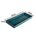 10 x 5 Ceramic Bathroom Tray for Countertop, Decorative Vanity Tray for Dresser Tops, Small Rectangular Trays for Perfume, Candle, Jewelry, Cosmetics (Green)